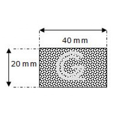 Rechthoekig mosrubber snoer | 20 x 40 mm | per meter